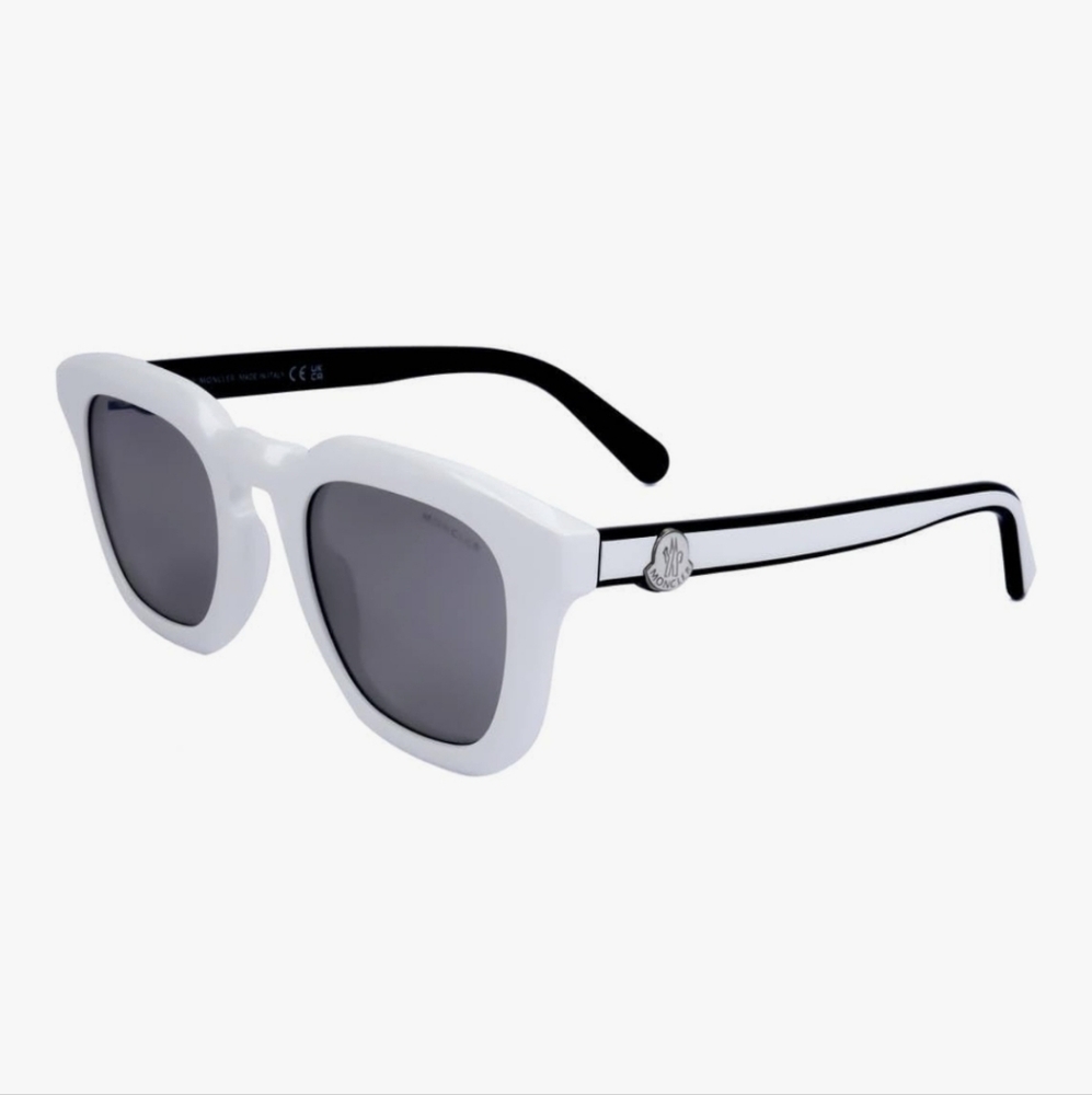 Moncler White Black Unisex Sunglasses